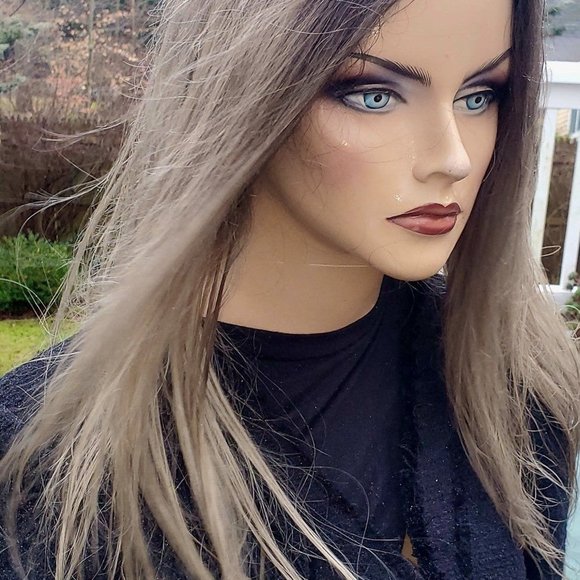 100% Human hair wig long ombre baleyage darker top Lace Front 22\